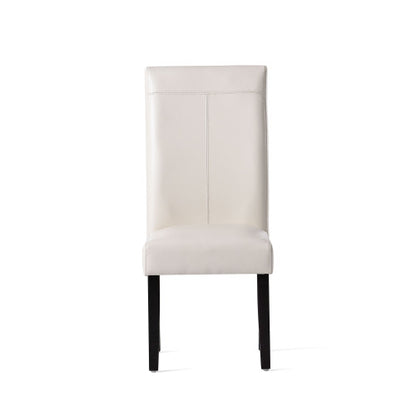 T-Stitch PU Leather Dining Chairs with Tapered Legs, Set of 2, Ivory