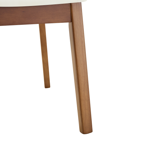 Set of 2 Walnut Solid Wood Dining Chairs, Curved Hollow Back with White PU Cushion