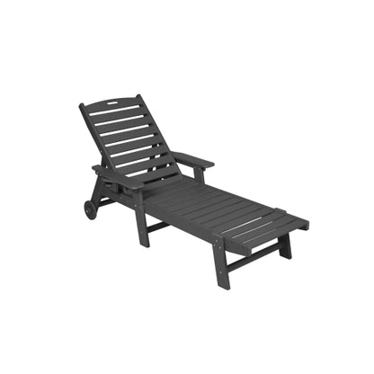 Lounge Chair with Side Table,3-Piece Oversized Chaise Lounge Chair Set with Wood Texture,Grey
