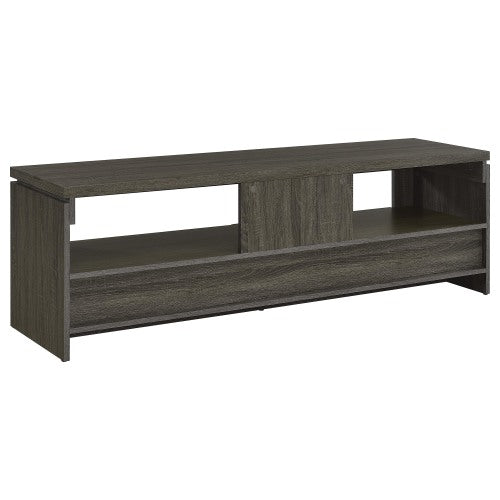 Weathered Grey 59 Inch Transitional TV Console with 2 Drawers for 64 Inch TV
