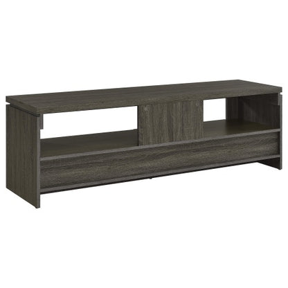 Weathered Grey 59 Inch Transitional TV Console with 2 Drawers for 64 Inch TV