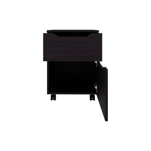Black 1-Drawer Modern Nightstand