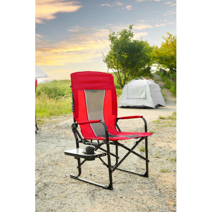 Camping Directors Chair, Heavy Duty,Oversized Portable Folding Chair with Side Table, Pocket for Beach, Fishing,Trip,Picnic,Lawn Red