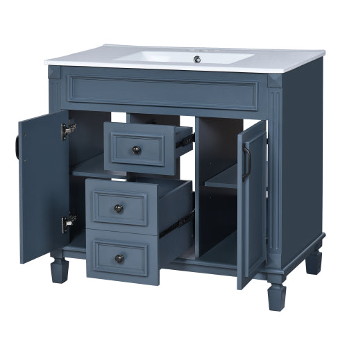 36'' Bathroom Vanity with Top Sink, Modern Bathroom Storage Cabinet with 2 Soft Closing Doors and 2 Drawers, Single Sink Bathroom Vanity
