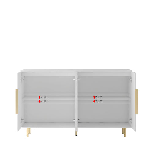 White Fluted Panel Sideboard Buffet Cabinet Adjustable Shelf Home Accent Storage Cabinet