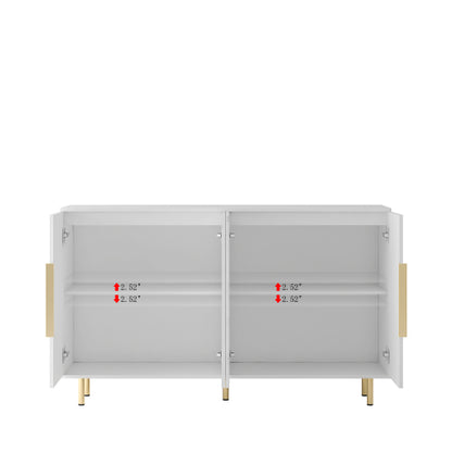 White Fluted Panel Sideboard Buffet Cabinet Adjustable Shelf Home Accent Storage Cabinet