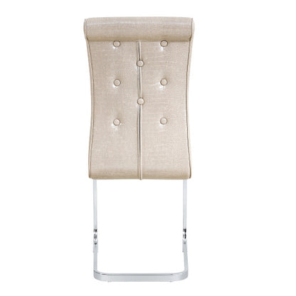 Set of 2 Retro Alligator Skin PVC Dining Chairs, Crystal Buckle Chairs with Electroplated Metal Bow Legs