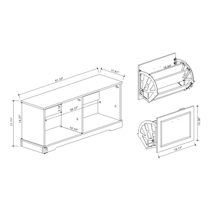 Shoe Storage Bench with 2 Flip Drawers and Adjustable Shelf for Entryway, Hallway, Bedroom-Antique White