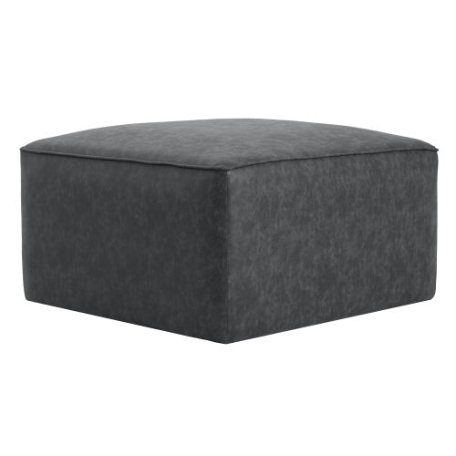 Black Square PU Leather Modular Ottoman, 29.5 inchW Sectional Footrest with Pocket Coil Spring Support