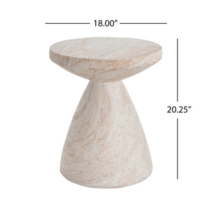 Outdoor/Indoor Lightweight Concrete Side Table,Travertine Finish