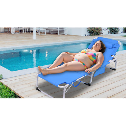 3-in-1 Heavy Duty Tanning Chair with Face Hole Adjustable 5-Position Folding Chaise Lounge Chairs for Outside Portable Lay Flat Beach Lounge Chair for Outdoor