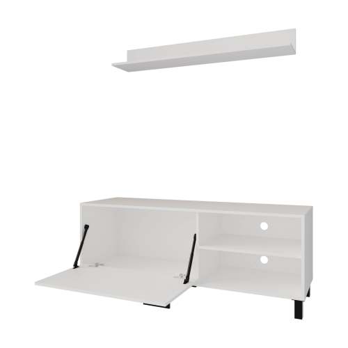 Compact White Minimalist 20 Inch Small TV Stand with Pneumatic Lift Door