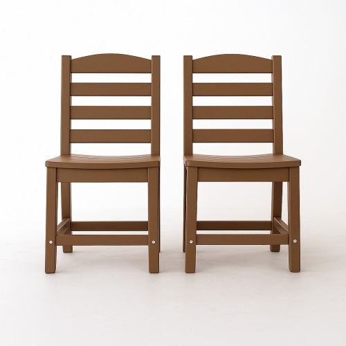 Brown Armless Outdoor Chairs – HDPE Material set of 2