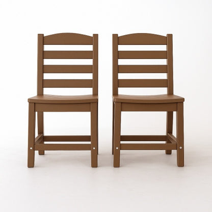 Brown Armless Outdoor Chairs – HDPE Material set of 2