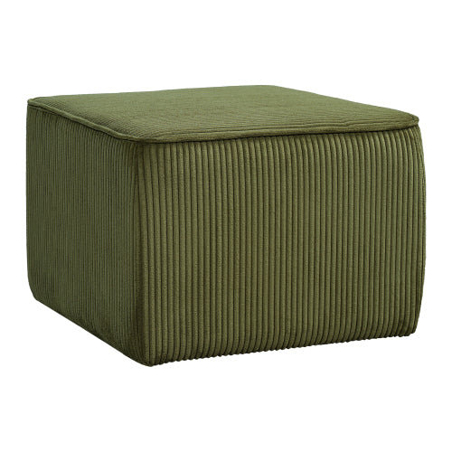 Square Corduroy Ottoman with Foam Padding, Olive Green