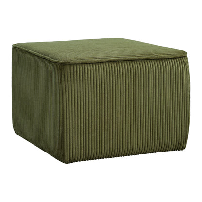 Square Corduroy Ottoman with Foam Padding, Olive Green