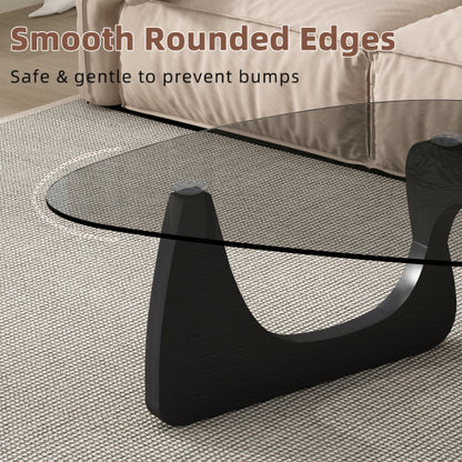 Mid Century Modern Glass Coffee Table, Black