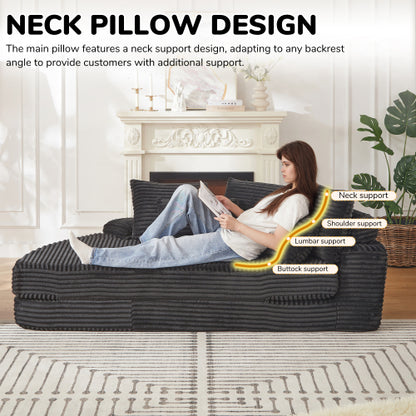 78.5 inch  Corduroy Semi-Circular Sofa-Bed Recliner,5 Pillows & Neck Pillow
