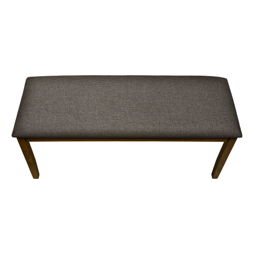Bench, 44inch  Rectangular, Upholstered, Wood, Dining Room, Kitchen, Entryway, Brown Solid Wood, Brown Fabric, Transitional