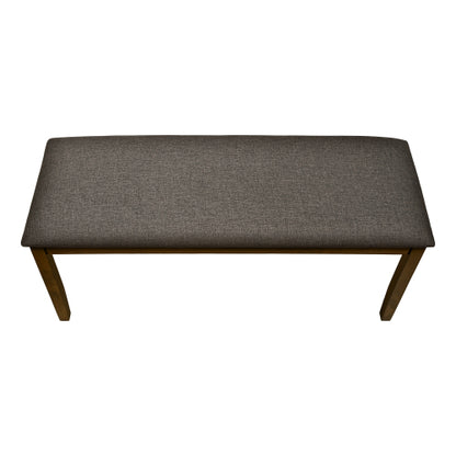 Bench, 44inch  Rectangular, Upholstered, Wood, Dining Room, Kitchen, Entryway, Brown Solid Wood, Brown Fabric, Transitional