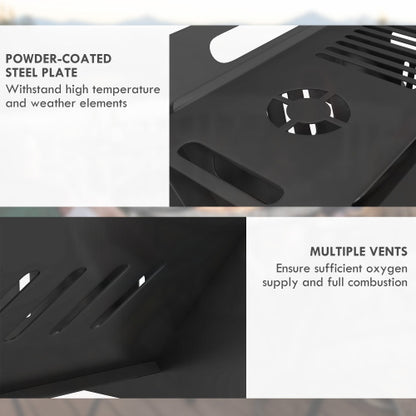 Outsunny 3-In-1 Portable Fire Pit, Stove, Coffee Table, Wood Burning Firepit with Carrying Bag and Quick Assembly for Camping, Bonfire, Picnic, Backyard, Patio, Black