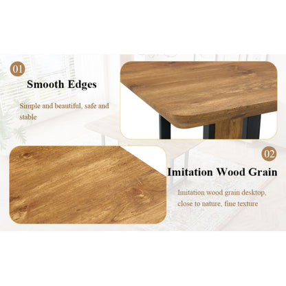 Wood Grain MDF Dining Table with Metal Frame