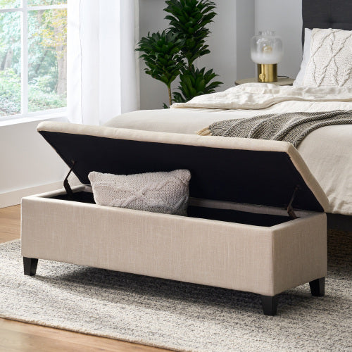 Upholstered Storage Ottoman, Solid Wooden Legs (old sku 57742.00LBE)