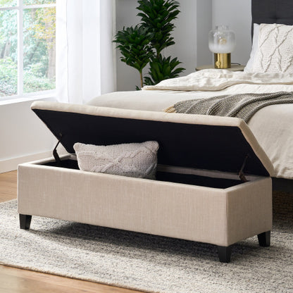 Upholstered Storage Ottoman, Solid Wooden Legs (old sku 57742.00LBE)
