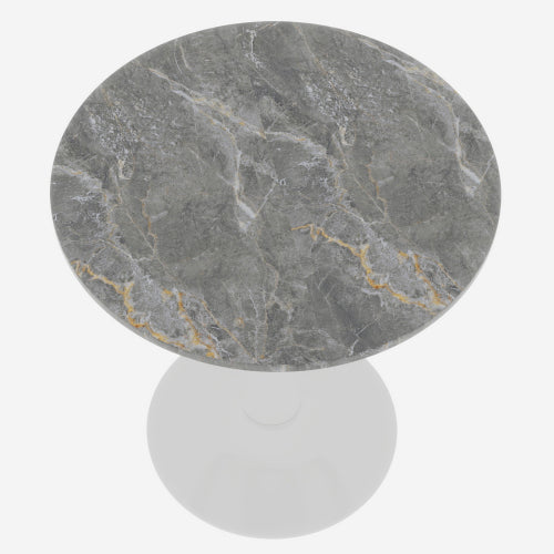 27.6inch  Round Dark Gray Marble Vein Coffee Table