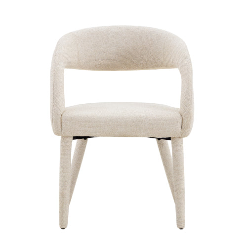 Premium Sherpa Upholstered Dining Chair with Hollow Backrest - Dining Room Chair, Bedroom Vanity Chair, Living Room Accent Chair, Cafe Leisure Chair, Conference Chair (Off White, Set of 2)