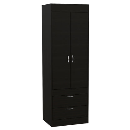 Armoire, Rod, Double Door, Two Drawers, Metal Handles