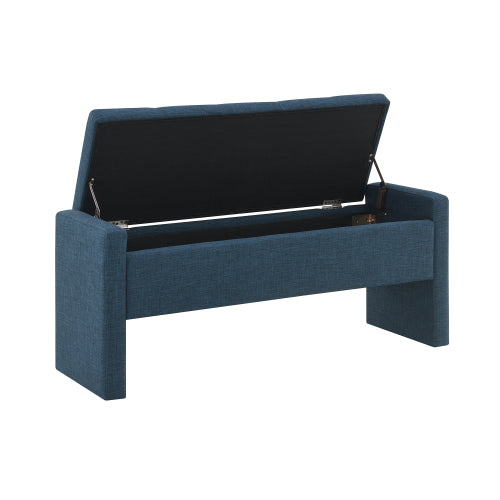 Modern Bed End Bench with Storage,Upholstered Large Foot Rest Stool, Comfy Window Vanity Bench for Living Room,Bedroom,Dorm,Coffee Table,Linen Navy Blue