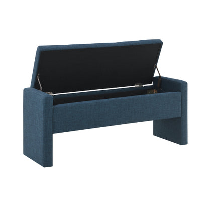 Modern Bed End Bench with Storage,Upholstered Large Foot Rest Stool, Comfy Window Vanity Bench for Living Room,Bedroom,Dorm,Coffee Table,Linen Navy Blue