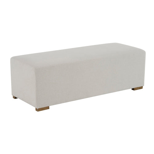 White Nordic Long Ottoman Bench, Breathable Skin-Friendly Fabric Shoe Stool, Holds 2-3 People for Bedroom Entryway