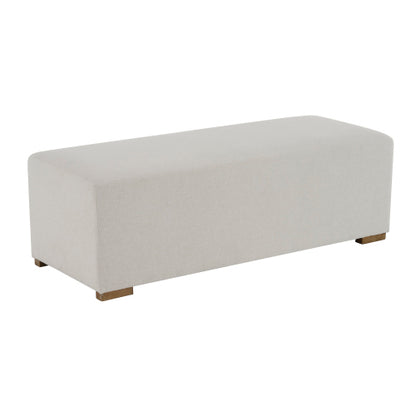 White Nordic Long Ottoman Bench, Breathable Skin-Friendly Fabric Shoe Stool, Holds 2-3 People for Bedroom Entryway