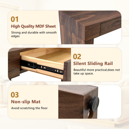 Elegant natural walnut wood grain bar table -50 inches long, a practical choice for modern home decor. Walnut wood grain texture veneer, equipped with double drawers, can be used as both a bar counter