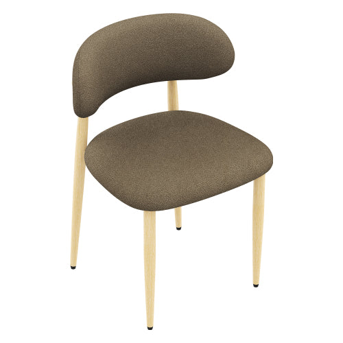 Lamb-Wool-Look Upholstered Metal Dining Chairs, Set of 2, Coffee