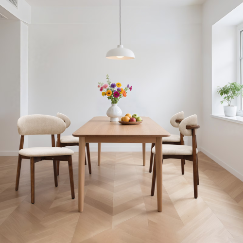 Set of 2 Light Camel Flannelette Dining Chairs, Walnut Solid Wood Leg Armless Chairs for Kitchen & Restaurant