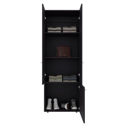 Armoire 66.9" H, 3 Doors, 3 Shelves, Black Wengue - Bedroom