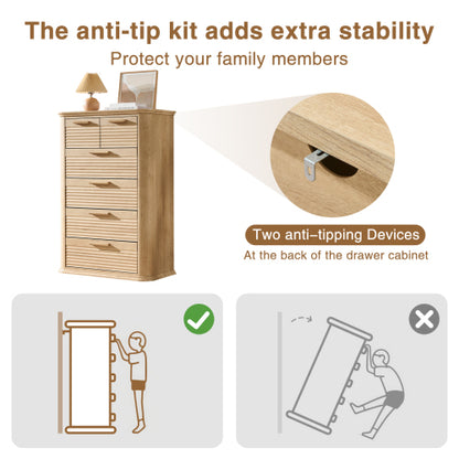 6 Drawers Dresser for Bedroom, 45" Tall Dresser with Curved Profile Design, Wood Fluted Chest of Drawer, Modern Drawer Storage Organizer for Bedroom, Living Room, Entryway