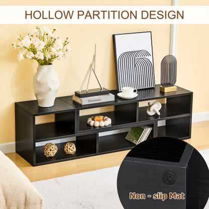 Adjustable Freestyle Modular Black TV Console Multi Compartment Open Storage Entertainment Center