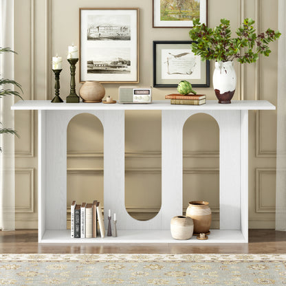 Modern and Curved Design Ash Veneer Console Table with Shelf,Suitable for Entryway,Hallway Living Room,Foyer,Corridor