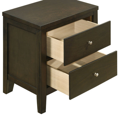 Dark Cocoa 2-Drawer Wood Nightstand with Nickel Hardware