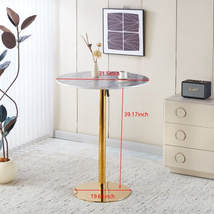31.5inch  folding GOLDEN AND WHITE Tulip BAR Table Mid-century BAR  Table for 2-4 people With Round Mdf Table Top, Pedestal BAR  Table,  MDF top