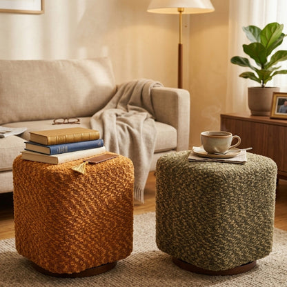 Ottoman Swivel Stool with Upholstered Seat, 360¡ã Vanity Chair Accent Furniture