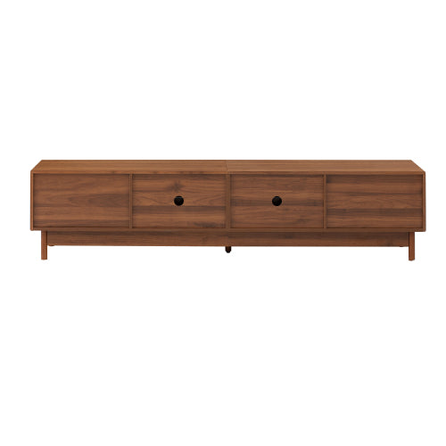 78.7 inch Walnut Fluted Glass Drawer TV Stand Solid Wood Leg Media Console Up To 85 inch TV
