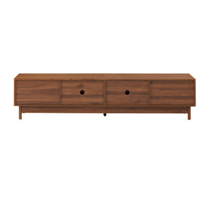 78.7 inch Walnut Fluted Glass Drawer TV Stand Solid Wood Leg Media Console Up To 85 inch TV