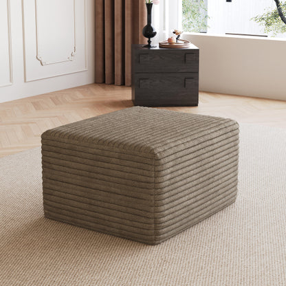 Camel Plush Corduroy Sofa Ottoman, Tool-Free Modular Cloud Sectional Couch with Integrated Chaise Lounge