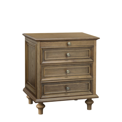 Farmhouse Nightstands with 4 Drawer,Wood Storage End Table with Hidden Pull-Out Shelf, Large Side Table with 4 Solid Wood Feet and Metal Handle,Easy Assembly,Light Brown