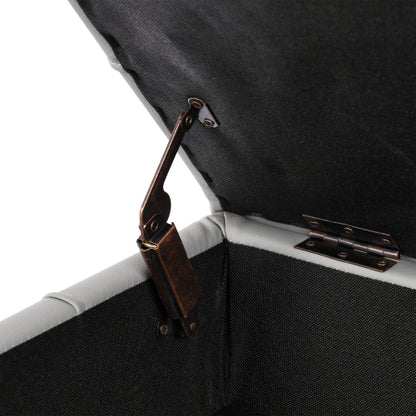 Gray Anti-Scratch Leather Storage Ottoman, Pet-Friendly Bench with Golden Stainless Steel Legs